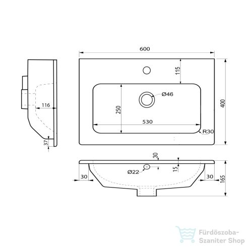Sapho CIRASA 60 fürdőszobai bútor szett,  ezüst tölgy (KSET-052)