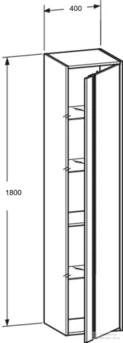 Duravit KETHO 180x40x36 cm-es, 1 ajtós magasszekrény, jobbos, matt taupe KT1255R9191