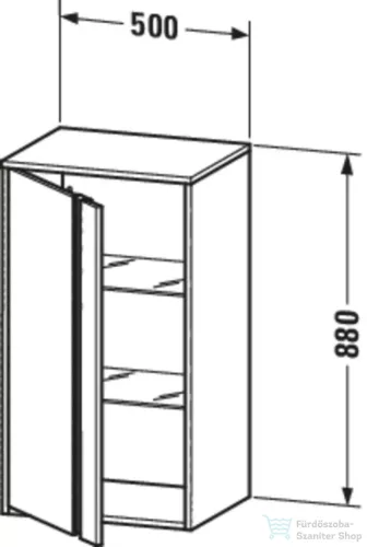 Duravit KETHO 88x50x36 cm-es, 1 ajtós félmagas szekrény, balos, matt len KT1266L7575