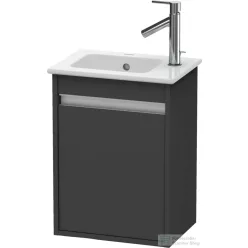   Duravit KETHO 40x28,5 cm-es, 1 ajtós alsószekrény mosdó és csaptelep nélkül, balos, matt grafit KT6417L4949