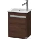 Duravit KETHO 40x28,5 cm-es, 1 ajtós alsószekrény mosdó és csaptelep nélkül, balos, matt sötét gesztenye KT6417L5353