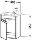 Duravit KETHO 40x28,5 cm-es, 1 ajtós alsószekrény mosdó és csaptelep nélkül, balos, matt sötét gesztenye KT6417L5353