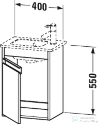 Duravit KETHO 40x28,5 cm-es, 1 ajtós alsószekrény mosdó és csaptelep nélkül, balos, matt sötét gesztenye KT6417L5353