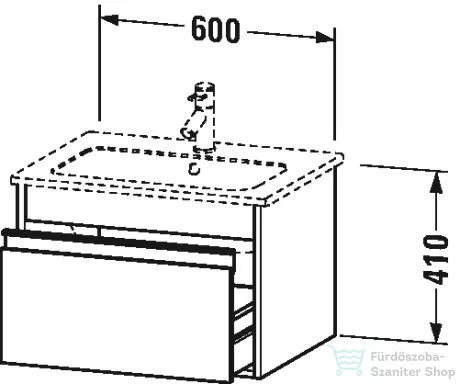 Duravit KETHO mosdó alá építhető 600x475 mm-es 1 fiókos alsószekrény 233663 mosdóhoz,Natural Oak KT641803030