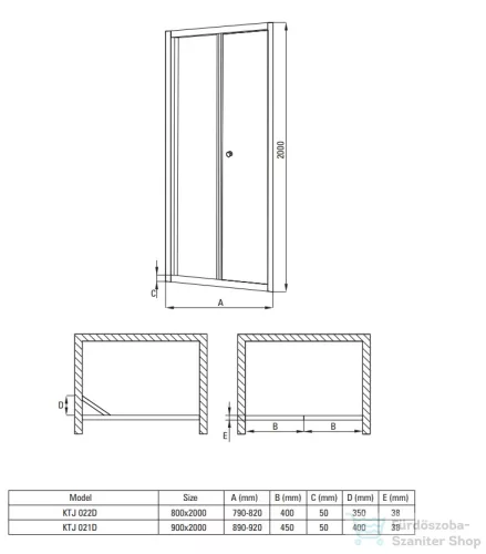 Deante JASMIN PLUS harmonikaajtó 90 cm, króm KTJ_021D