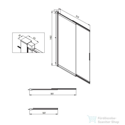 Deante PRIZMA kádparaván 100x140 cm, króm KTJ_073R