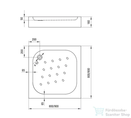 Deante FUNKIA zuhanykabin zuhanytálcával 80x80 cm-es, nero profil KYCZN088P