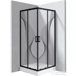   Deante FUNKIA zuhanykabin zuhanytálcával 90x90 cm-es, nero profil, hullám minta KYCZNB99P