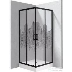   Deante FUNKIA zuhanykabin zuhanytálcával 90x90 cm-es, nero profil, város minta KYCZND99P