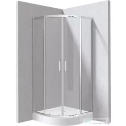   Deante FUNKIA EVO íves tolóajtós zuhanykabin zuhanytálcával 80x80 cm, átlátszó üveg, króm profil KYPZ0088P