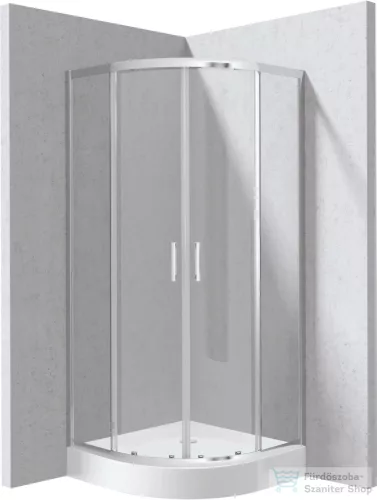 Deante FUNKIA EVO íves tolóajtós zuhanykabin zuhanytálcával 80x80 cm, átlátszó üveg, króm profil KYPZ0088P