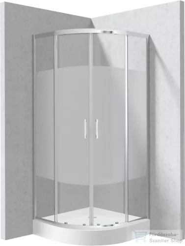 Deante FUNKIA EVO íves tolóajtós zuhanykabin zuhanytálcával 80x80 cm, intimo üveg, króm profil KYPZ0E88P