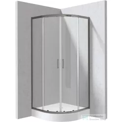  Deante FUNKIA EVO íves tolóajtós zuhanykabin zuhanytálcával 90x90 cm, átlátszó üveg, titanium profil KYPZD099P