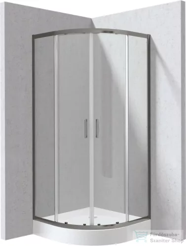 Deante FUNKIA EVO íves tolóajtós zuhanykabin zuhanytálcával 90x90 cm, átlátszó üveg, titanium profil KYPZD099P