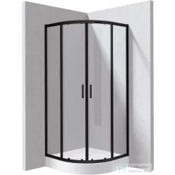   Deante FUNKIA EVO íves tolóajtós zuhanykabin zuhanytálcával 80x80 cm, átlátszó üveg, nero profil KYPZN088P