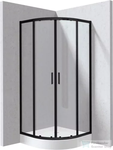 Deante FUNKIA EVO íves tolóajtós zuhanykabin zuhanytálcával 90x90 cm, átlátszó üveg, nero profil KYPZN099P