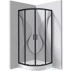   Deante FUNKIA EVO íves tolóajtós zuhanykabin zuhanytálcával 80x80 cm, hullám minta, nero profil KYPZNB88P