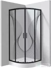 Deante FUNKIA EVO íves tolóajtós zuhanykabin zuhanytálcával 90x90 cm, hullám minta, nero profil KYPZNB99P