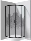 Deante FUNKIA EVO íves tolóajtós zuhanykabin zuhanytálcával 90x90 cm, város minta, nero profil KYPZND99P