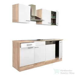   Leziter Yorki 220 konyhabútor sonoma tölgy korpusz,selyemfényű fehér fronttal L220STFH