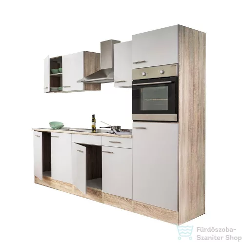 Leziter Yorki 270 konyhabútor sonoma tölgy korpusszal, selyemfényű fehér fronttal L270STFH