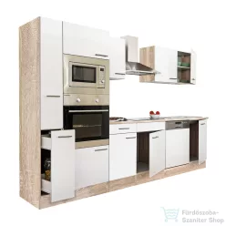   Leziter Yorki 310 konyhabútor sonoma tölgy korpusz,selyemfényű fehér fronttal L310STFH