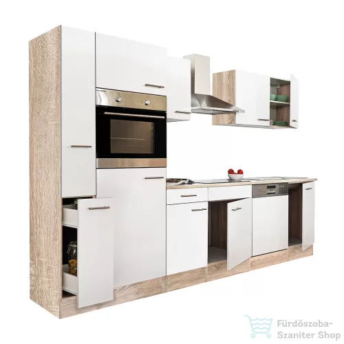 Leziter Yorki 310 konyhabútor sonoma tölgy korpusz,selyemfényű fehér fronttal L310STFH