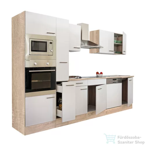 Leziter Yorki 310 konyhabútor sonoma tölgy korpusz,selyemfényű fehér fronttal L310STFH