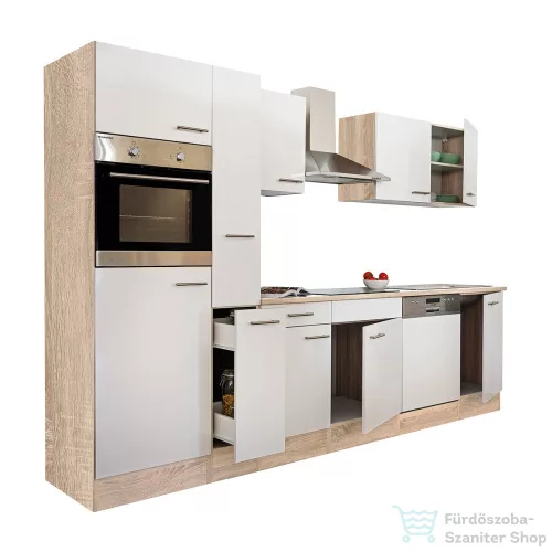 Leziter Yorki 310 konyhabútor sonoma tölgy korpusz,selyemfényű fehér fronttal L310STFH