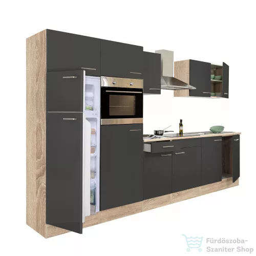 Leziter Yorki 330 konyhabútor sonoma tölgy korpusz,selyemfényű antracit fronttal L330STAN