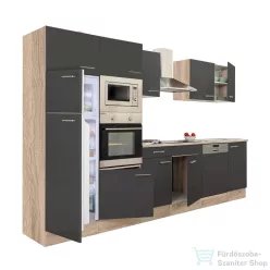   Leziter Yorki 340 konyhabútor sonoma tölgy korpusz,selyemfényű antracit fronttal L340STAN