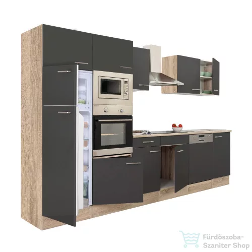 Leziter Yorki 340 konyhabútor sonoma tölgy korpusz,selyemfényű antracit fronttal L340STAN