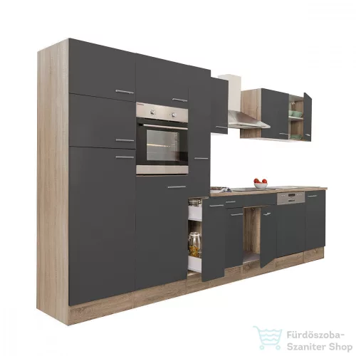 Leziter Yorki 370 konyhabútor sonoma tölgy korpusz,selyemfényű antracit fronttal L370STAN