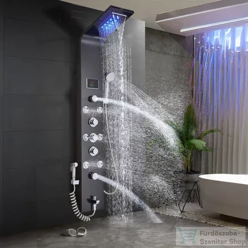 Leziter Aquapro hidromasszázs zuhanypanel fekete LAPHZ-BL