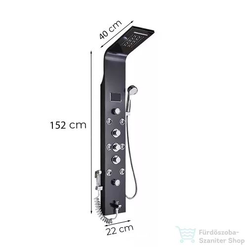 Leziter Aquapro hidromasszázs zuhanypanel fekete LAPHZ-BL