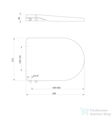 Sapho JALTA Rimless monoblokkos WC CLEAN STAR WC-ülőke bidé funkcióval,Soft close, hidegvizes (LB402-1)