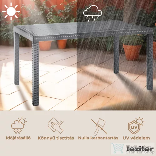 Leziter Hella műanyag kerti asztal grafit LBIHELGR