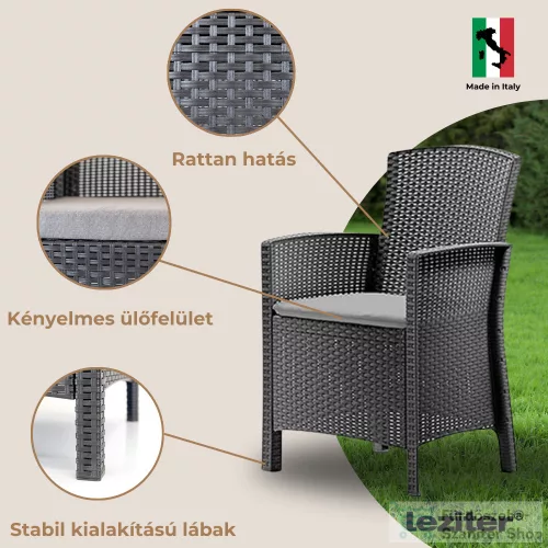 Leziter Lima műrattan karfás szék grafit LBILSZ-GRA