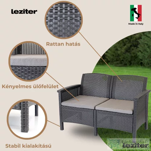 Leziter Venus 2 üléses kerti kanapé grafit LBIV2K-GRA