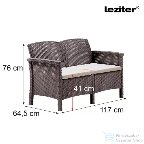 Leziter Venus 2 üléses kerti kanapé cappuccino LBIV2K-TA
