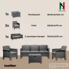 Leziter Venus 5 személyes kerti bútor garnitúra grafit LBIV5GAR-GRA