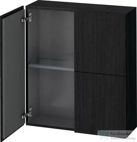 Duravit L-CUBE 70x80 cm-es, 2 ajtós felső szekrény, matt fekete tölgy LC116701616