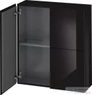 Duravit L-CUBE 70x80 cm-es, 2 ajtós felső szekrény, lakkozott fényes fekete LC116704040