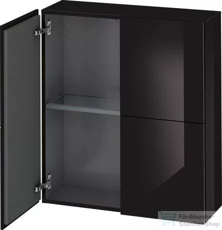 Duravit L-CUBE 70x80 cm-es, 2 ajtós felső szekrény, lakkozott fényes fekete LC116704040