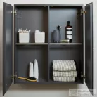 Duravit L-CUBE 70x80 cm-es, 2 ajtós felső szekrény, matt bazalt LC116704343