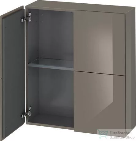 Duravit L-CUBE 70x80 cm-es, 2 ajtós felső szekrény, lakkozott fényes szürke LC116708989