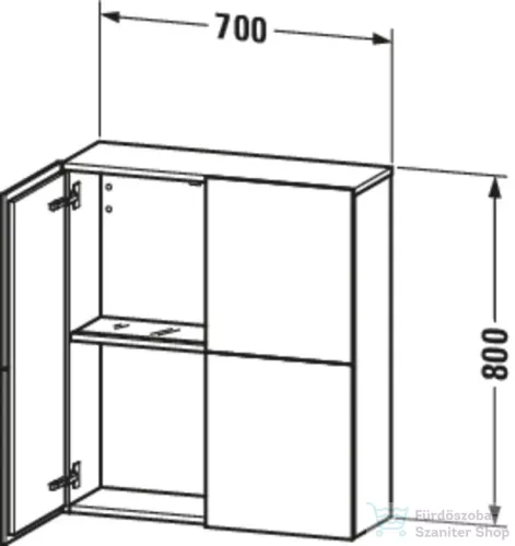 Duravit L-CUBE 70x80 cm-es, 2 ajtós felső szekrény, matt taupe LC116709191