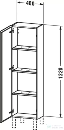 Duravit L-CUBE 132x40x24,3 cm-es, fali, 1 ajtós kiegészítő bútor láb nélkül, balos, sötét kefélt tölgy (furnér) LC1168L7272