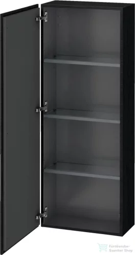 Duravit L-CUBE 132x50 cm-es, 1 ajtós félmagas szekrény láb nélkül, balos, matt fekete tölgy LC1169L1616