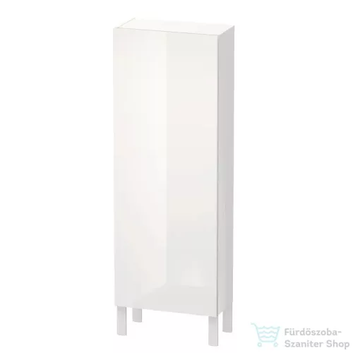 Duravit L-CUBE 132x50 cm-es, 1 ajtós félmagas szekrény láb nélkül, balos, fényes fehér LC1169L2222